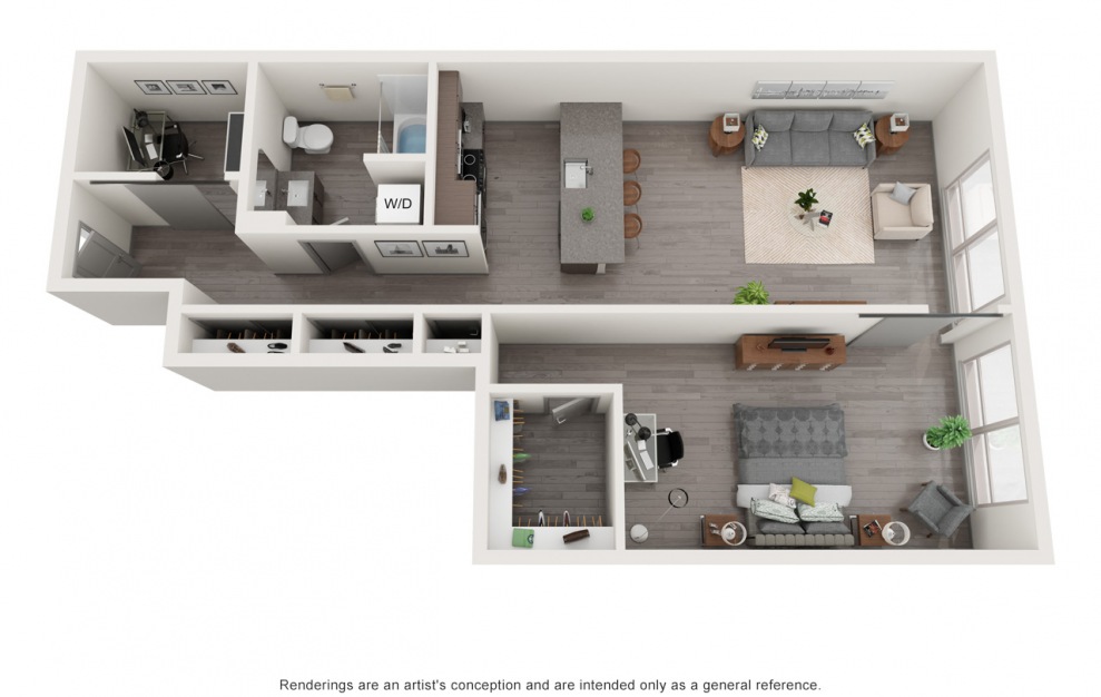 C3 - 1 bedroom floorplan layout with 1 bath and 1006 square feet.