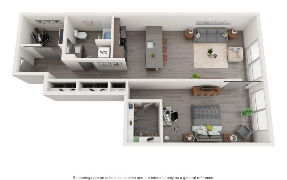 C3 - 1 bedroom floorplan layout with 1 bathroom and 1006 square feet